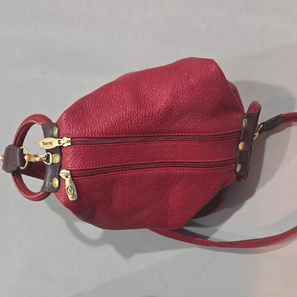 Valentina Red and Brown Shoulder Bag - Picture 2 of 4